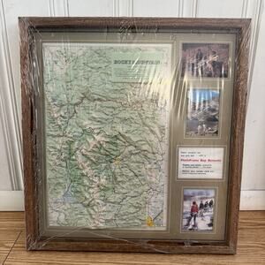 Vintage Rocky Mountain National Park Framed Topo Map And Photo Frame Holder Art